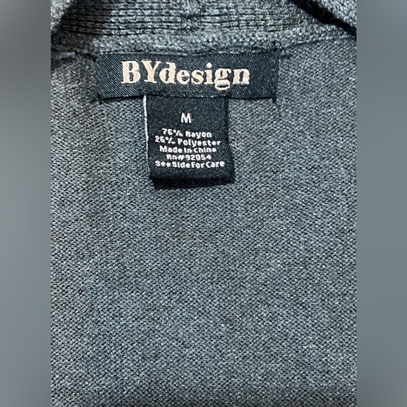 Bydesign Light Weight Cardigan Gray Open Front Size M No Pockets No Buttons - Picture 9 of 12